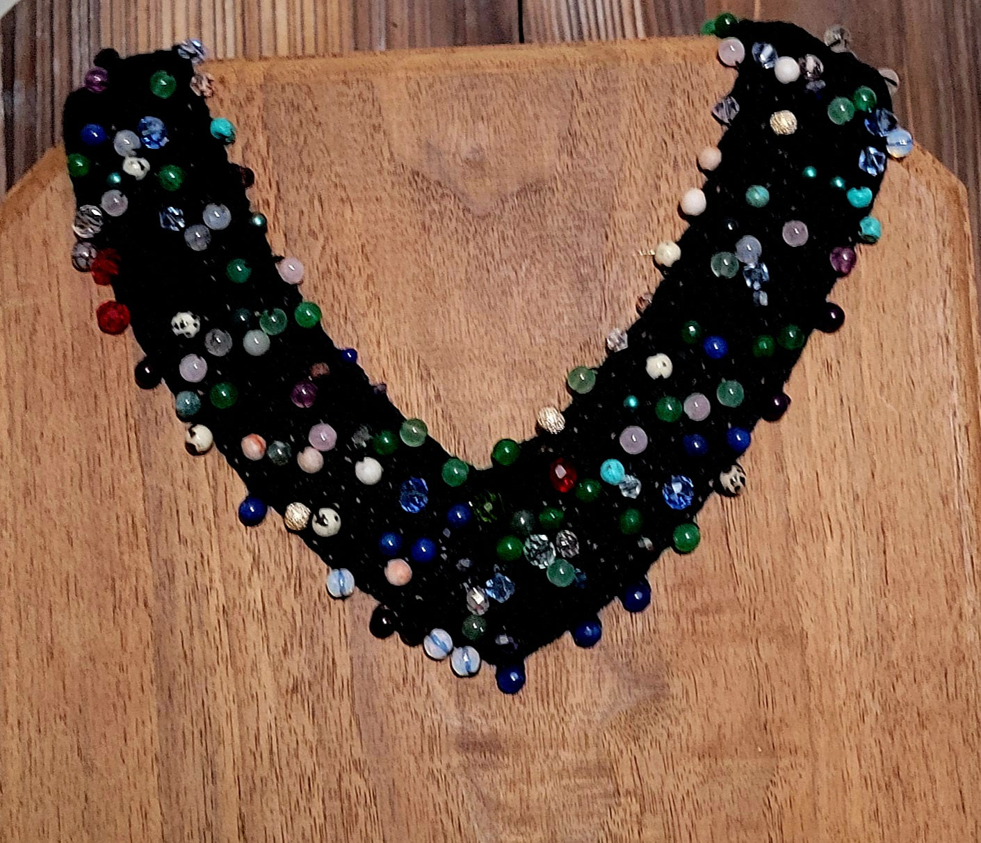 Black Crocheted V Collar
