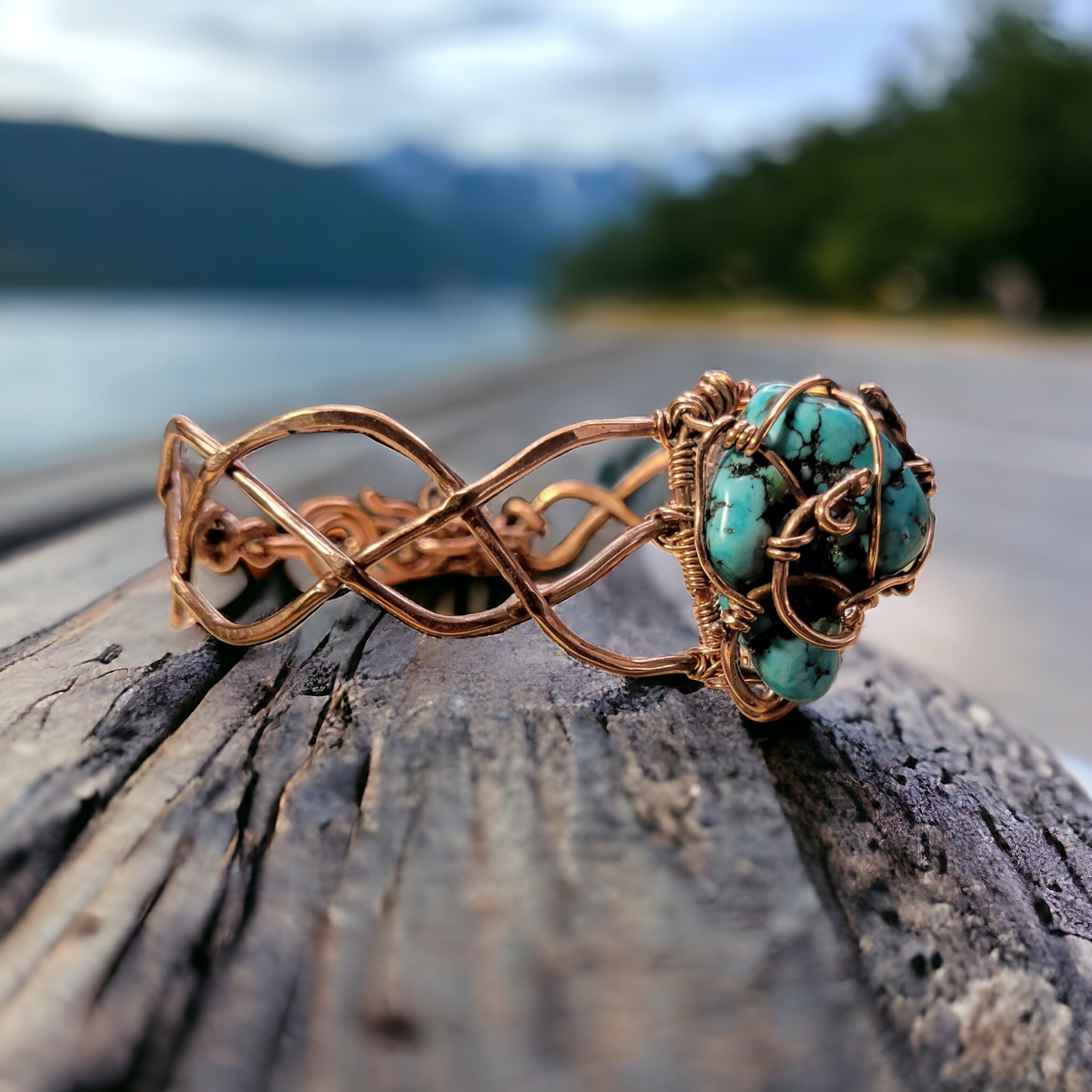 Turquoise Bracelet and necklace wire wrapped